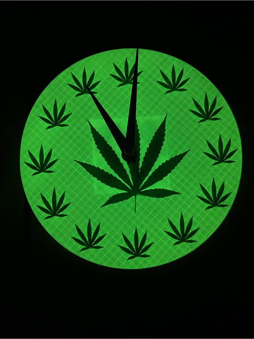 Green Cannabis Leaf Wall Clock - Unbranded Glow in the Dark